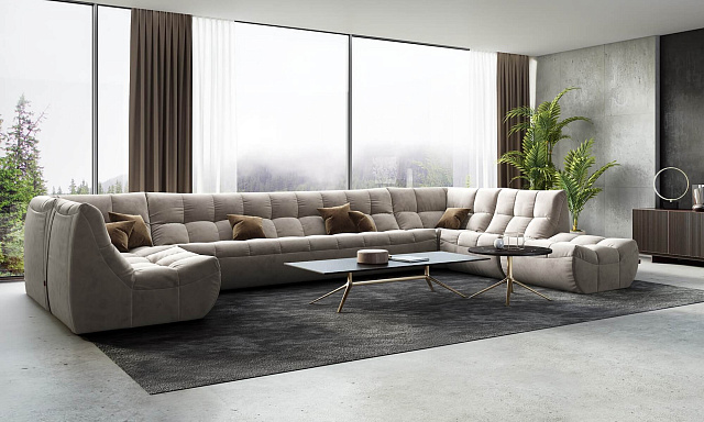 Комплект бескаркасныьх диванов ДеИтали бежевого цвета для большой семьи 